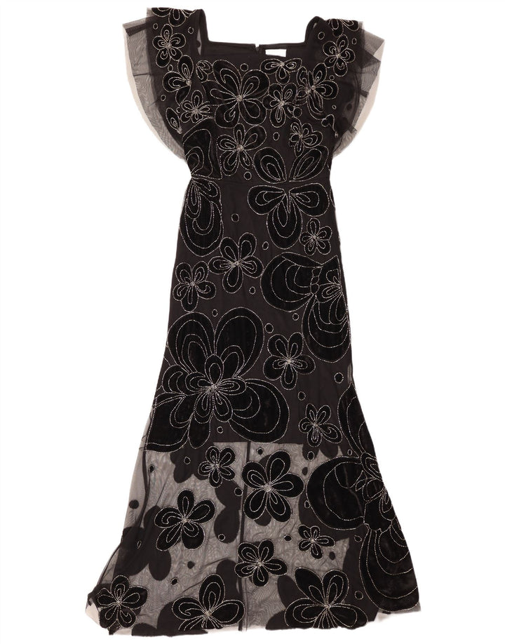 Rochie maxi pentru femei Virgos Lounge UK 8 Mic, negru, cu flori din poliester