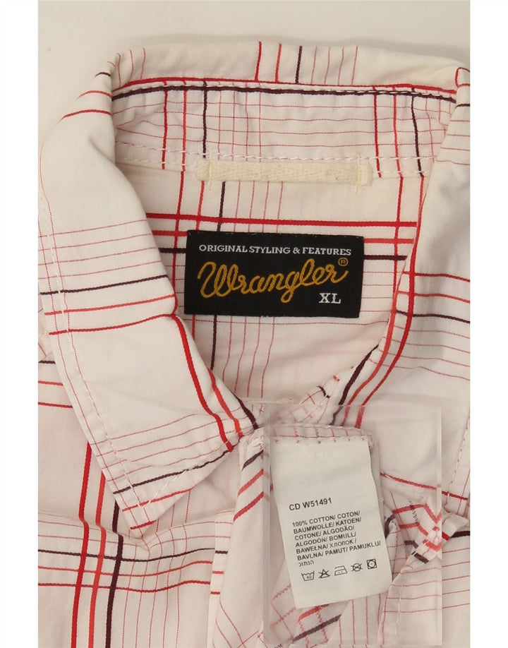 Cămașă cu mânecă scurtă pentru bărbați Wrangler XL, bumbac cu carouri albe