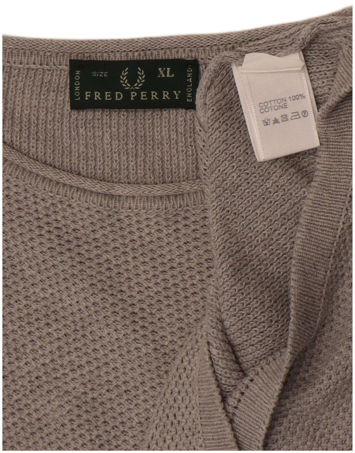 Pulover pentru bărbați Fred Perry, cu gât de barcă, XL, bumbac gri