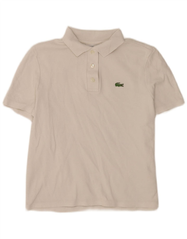 Tricou polo Lacoste pentru femei, cu ajustare normală, mărimea 40, bumbac alb mediu