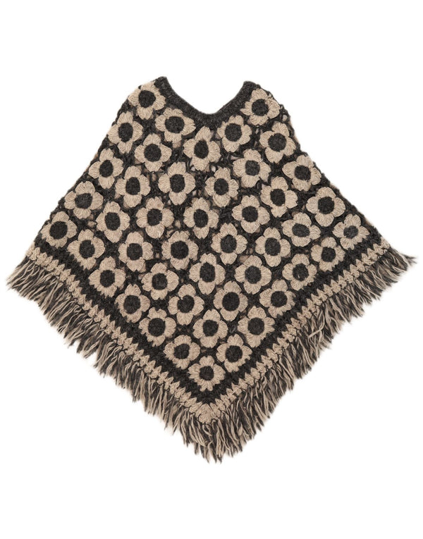 Jumper Poncho Vintage pentru femei Mărime Unică Negru Floral