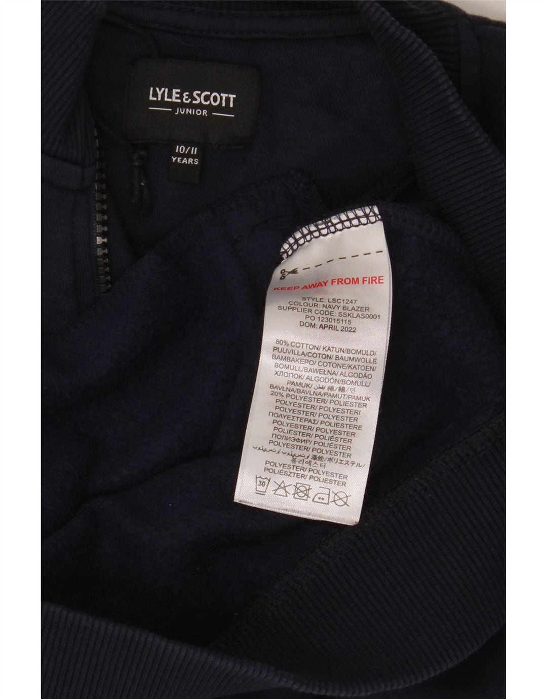 Jachetă de trening Lyle & Scott pentru băieți 10-11 ani, bumbac, albastru bleumarin