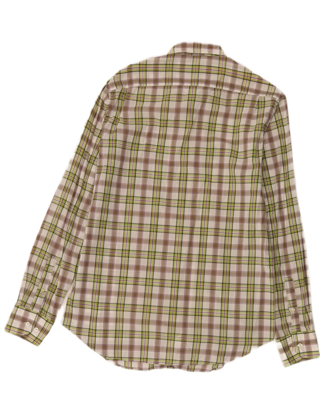 Cămașă Massimo Dutti pentru bărbați, bumbac cu carouri verde mediu