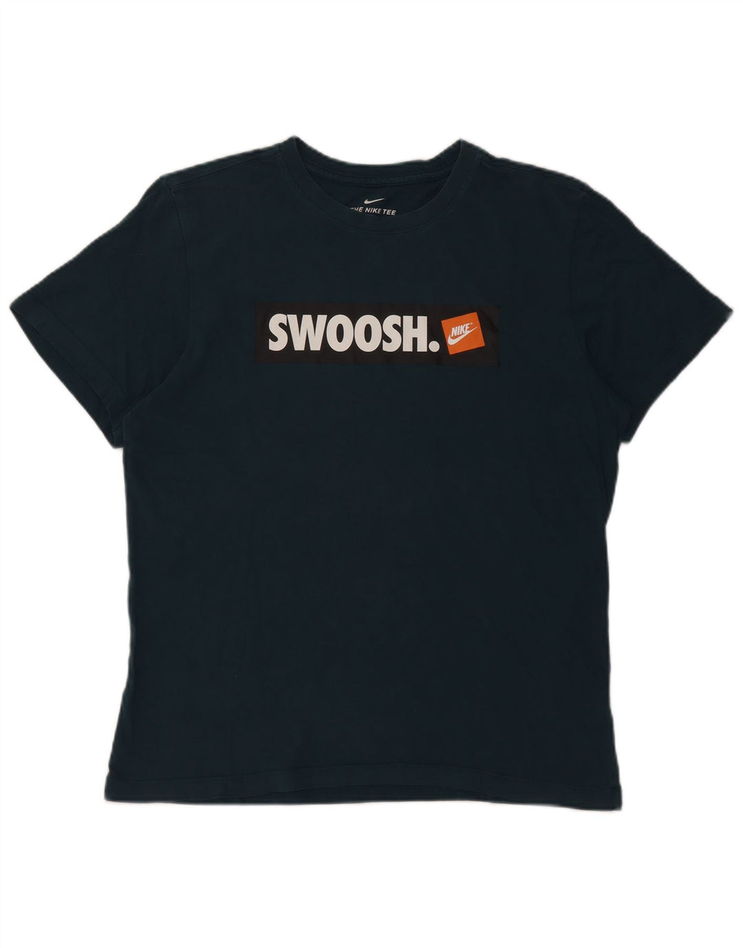 Tricou cu grafic Swoosh Nike pentru bărbați Top din bumbac albastru mediu