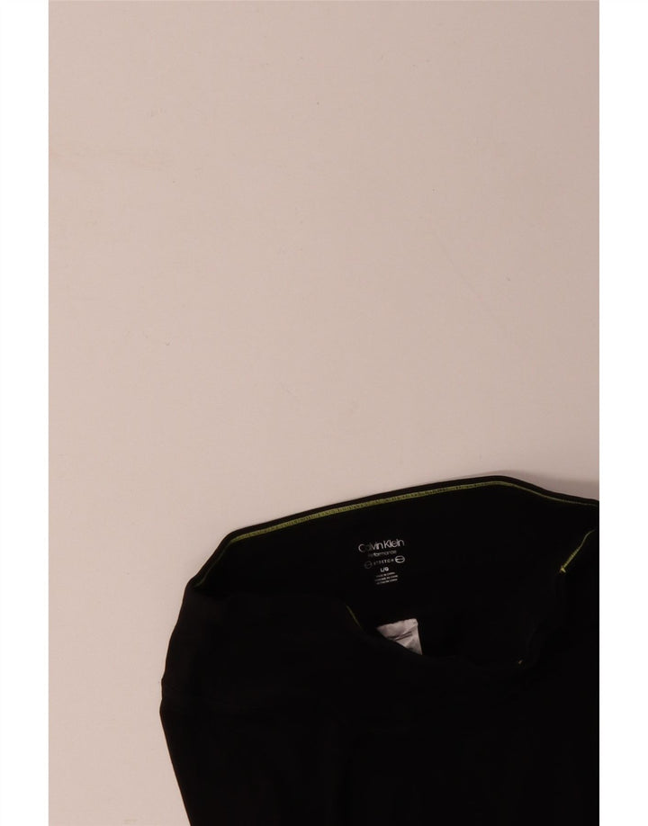 CALVIN KLEIN Leggings grafic Capri pentru femei UK 14, mare, negru, bloc de culoare