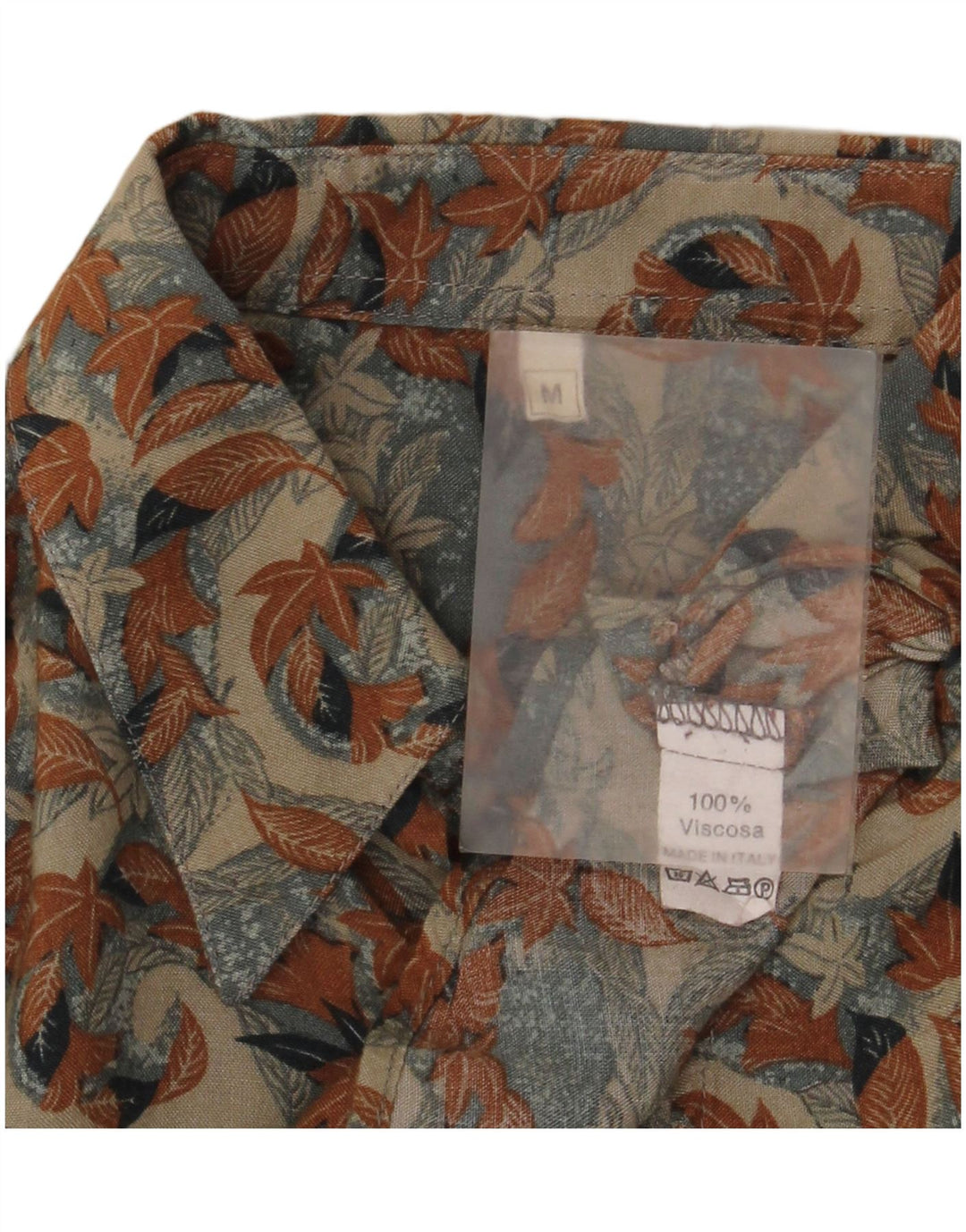 Cămașă Vintage Bărbați Medium Bej Floral Vâscoză