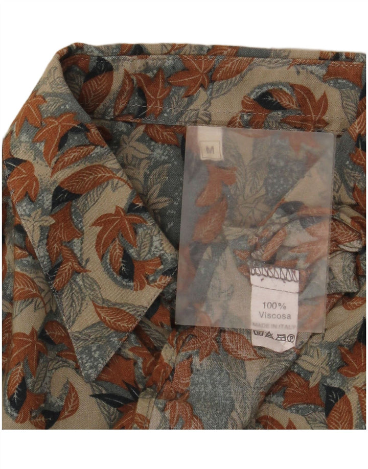 Cămașă Vintage Bărbați Medium Bej Floral Vâscoză