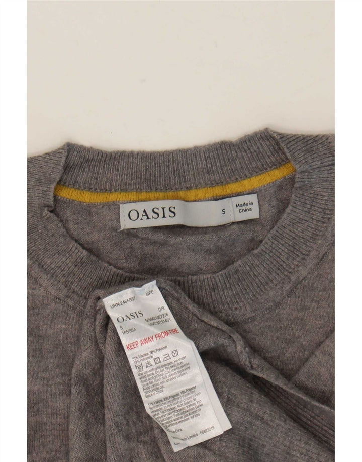 Pulover Oasis pentru femei, cu grafică supradimensionată, cu gâtul turn, pulover UK 10, gri mic