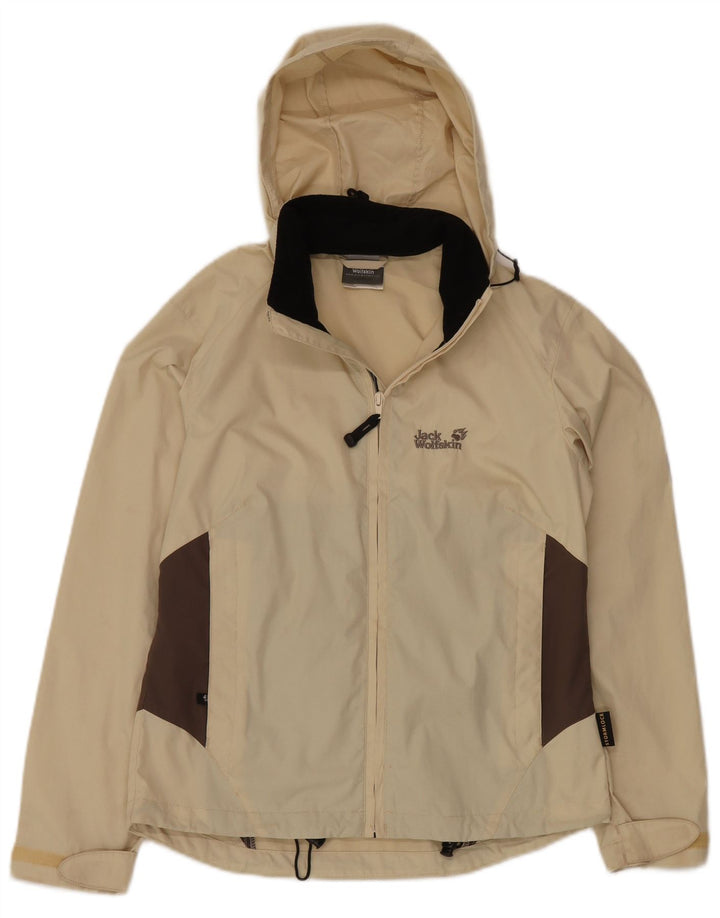 JACK WOLFSKIN Jachetă de ploaie supradimensionată pentru femei UK 10 Small Beige Colorblock