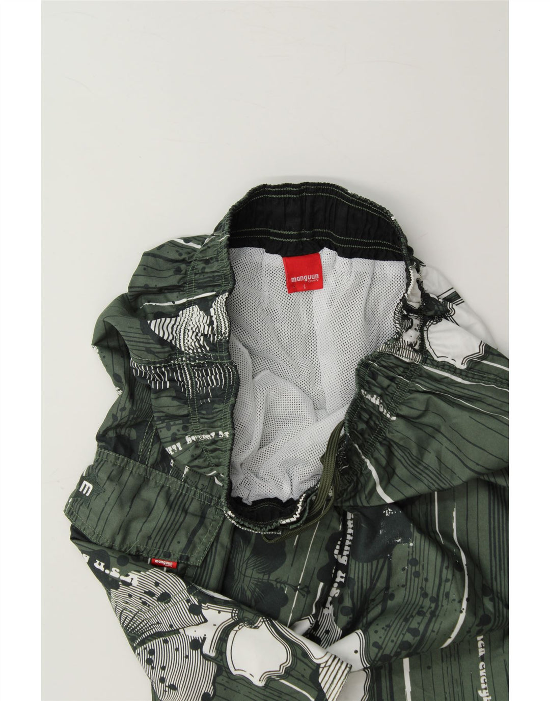 MANGUUN Mens Graphic Swimwear Large  Green Floral Polyester Vintage Manguun and Second-Hand Manguun from Messina Hembry 
