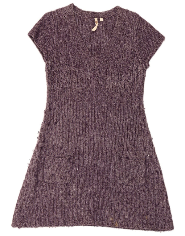 White Stuff Rochie Jumper pentru femei cu mâneci scurte UK 14 Medium Purple Flecked