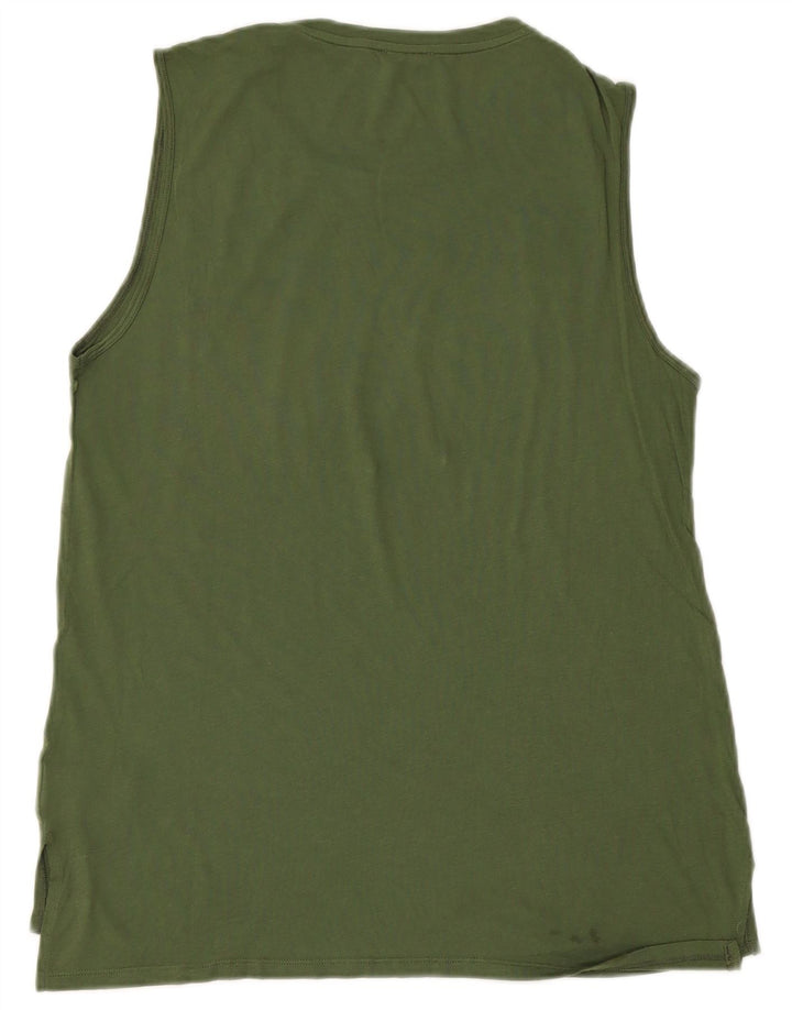 BENETTON Mens Graphic Vest Top Medium Green Cotton