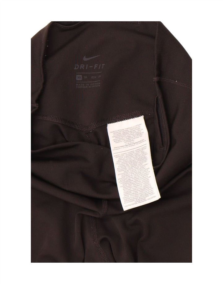NIKE Womens Dri Fit Graphic Leggings UK 4 XS  Black Polyester