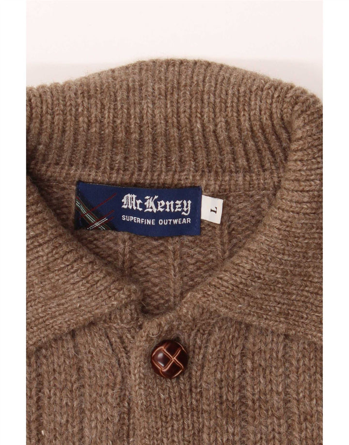 Pulover cardigan pentru bărbați MC Kenzy, lână maro mare