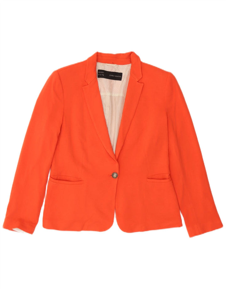 Blazer pentru femei Zara cu 1 nasture UK 14 mare portocaliu viscoză