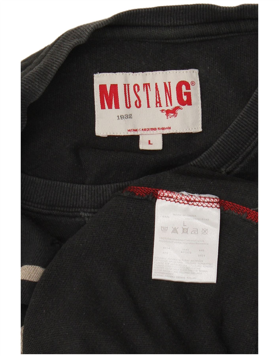 Hanorac grafic pentru bărbați Mustang Pulover mare, negru, bumbac