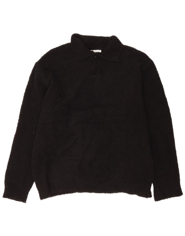 Pulover pentru bărbați Zara, cu gât polo, XL, poliester negru