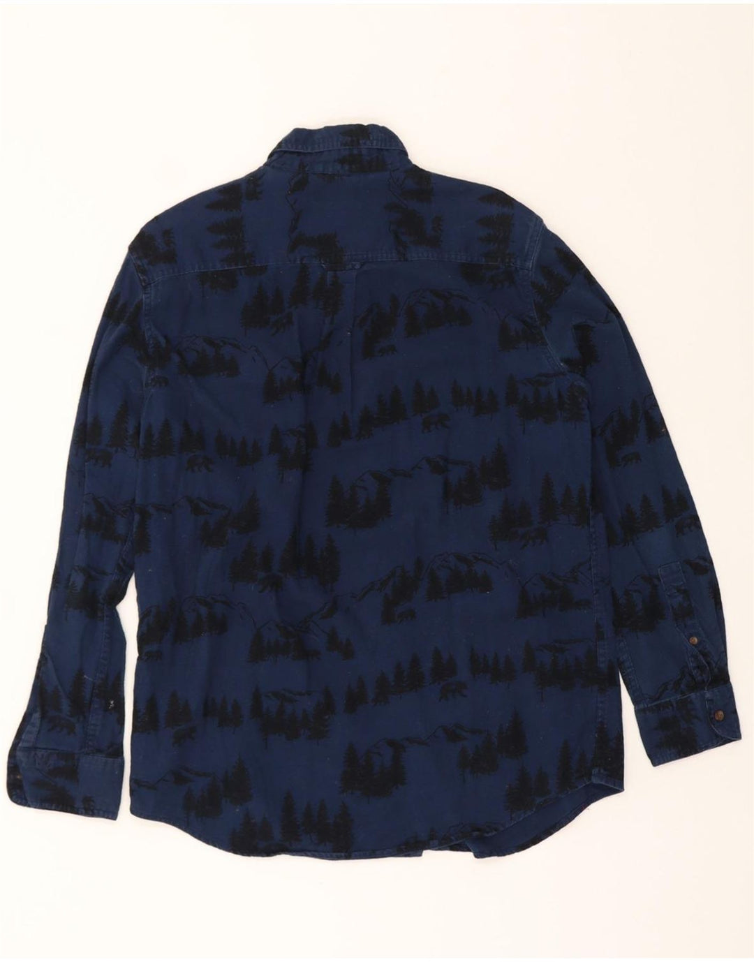 CHAPS Mens Abstract Pattern Flannel Shirt Medium Navy Blue Cotton Vintage Chaps and Second-Hand Chaps from Messina Hembry 