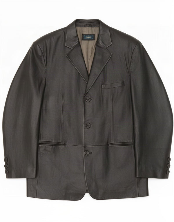 Kartel Jachetă din piele cu 3 nasturi pentru bărbați UK 40 Large Black