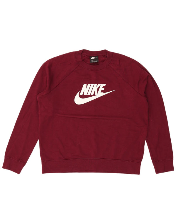 Pulover Nike pentru damă cu grafică, UK 16, mare din bumbac burgundă