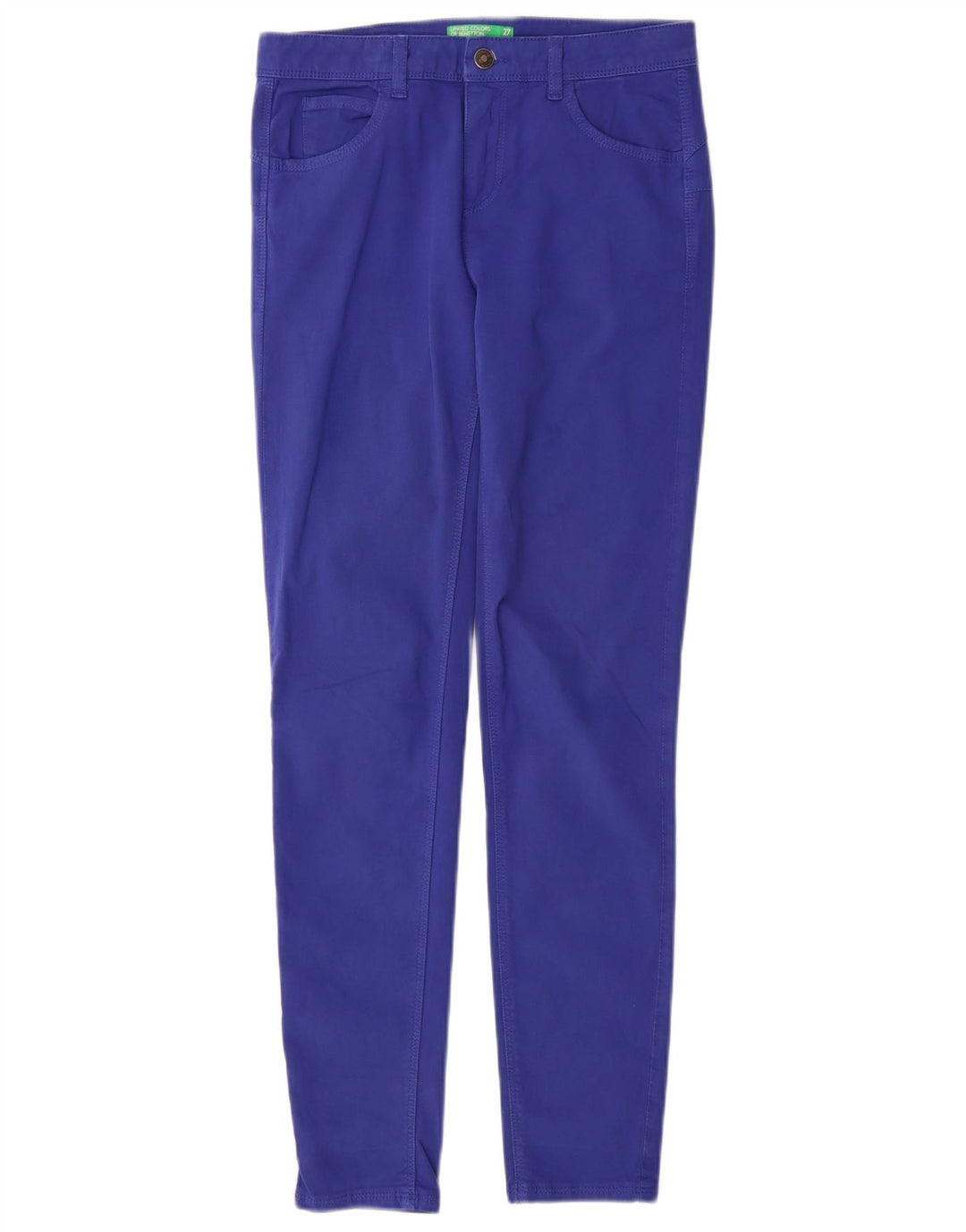 Pantaloni casual slim pentru femei Benetton L27 L30 Bumbac albastru