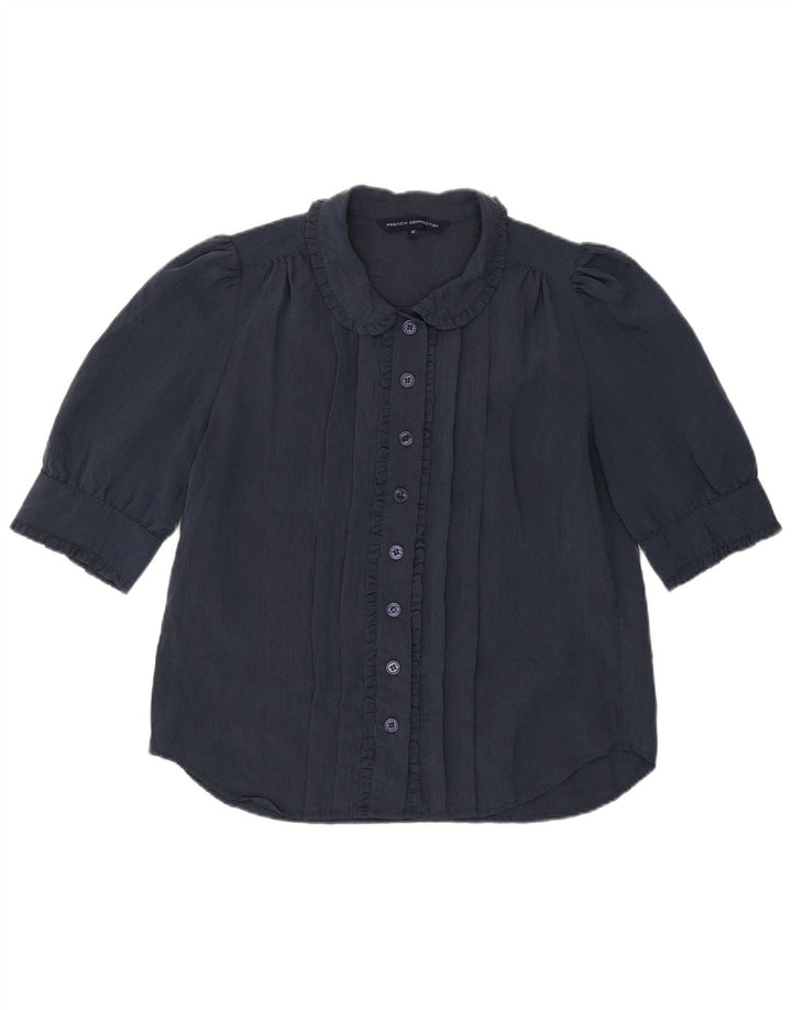 Bluză cămașă cu volane în față pentru femei de la French Connection UK 12 Medium Bleumarin