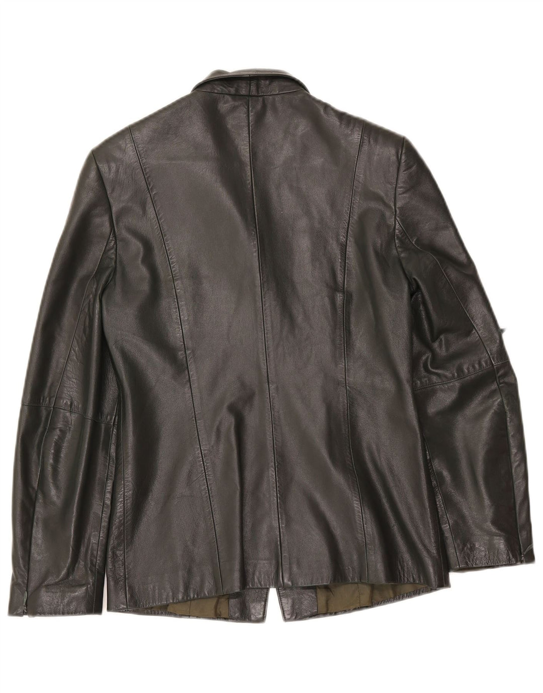 Blazer din piele pentru femei Oui, cu 3 nasturi, UK 10 Mic din piele kaki