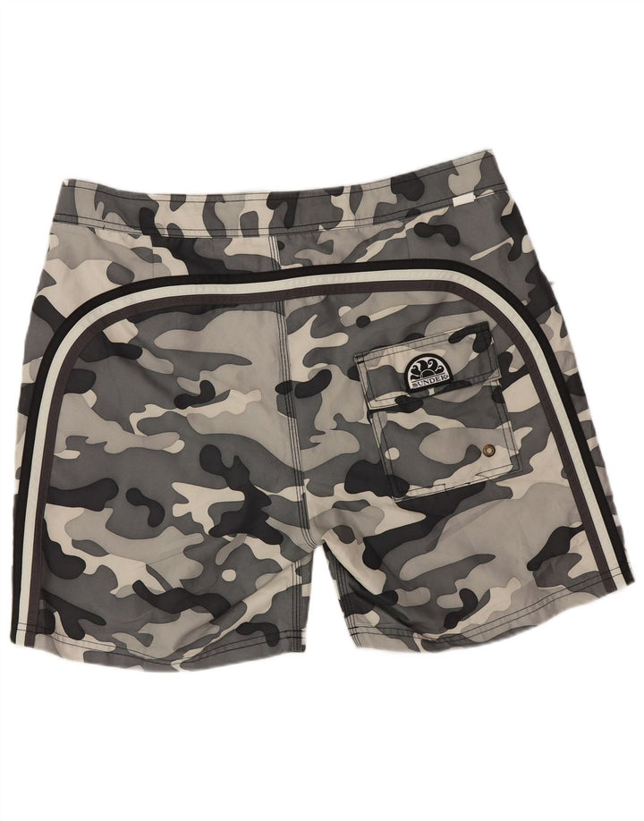 Sundek Pantaloni scurți de înot obișnuiți pentru bărbați, mari, gri, din poliester de camuflaj