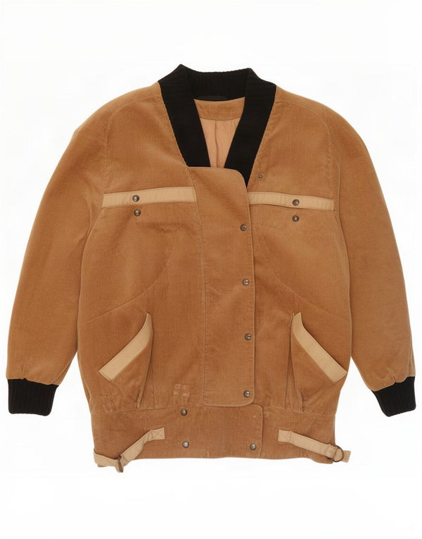 Jachetă vintage din velur pentru femei UK 14, mare, bej, bloc de culoare