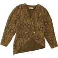 VINTAGE Womens Double Breasted Blazer Jacket UK 14 Large Khaki Floral Vintage Vintage and Second-Hand Vintage from Messina Hembry 
