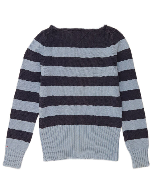 TOMMY HILFIGER Pulover pentru damă cu gât de barcă, UK 10, cu dungi mici, albastre
