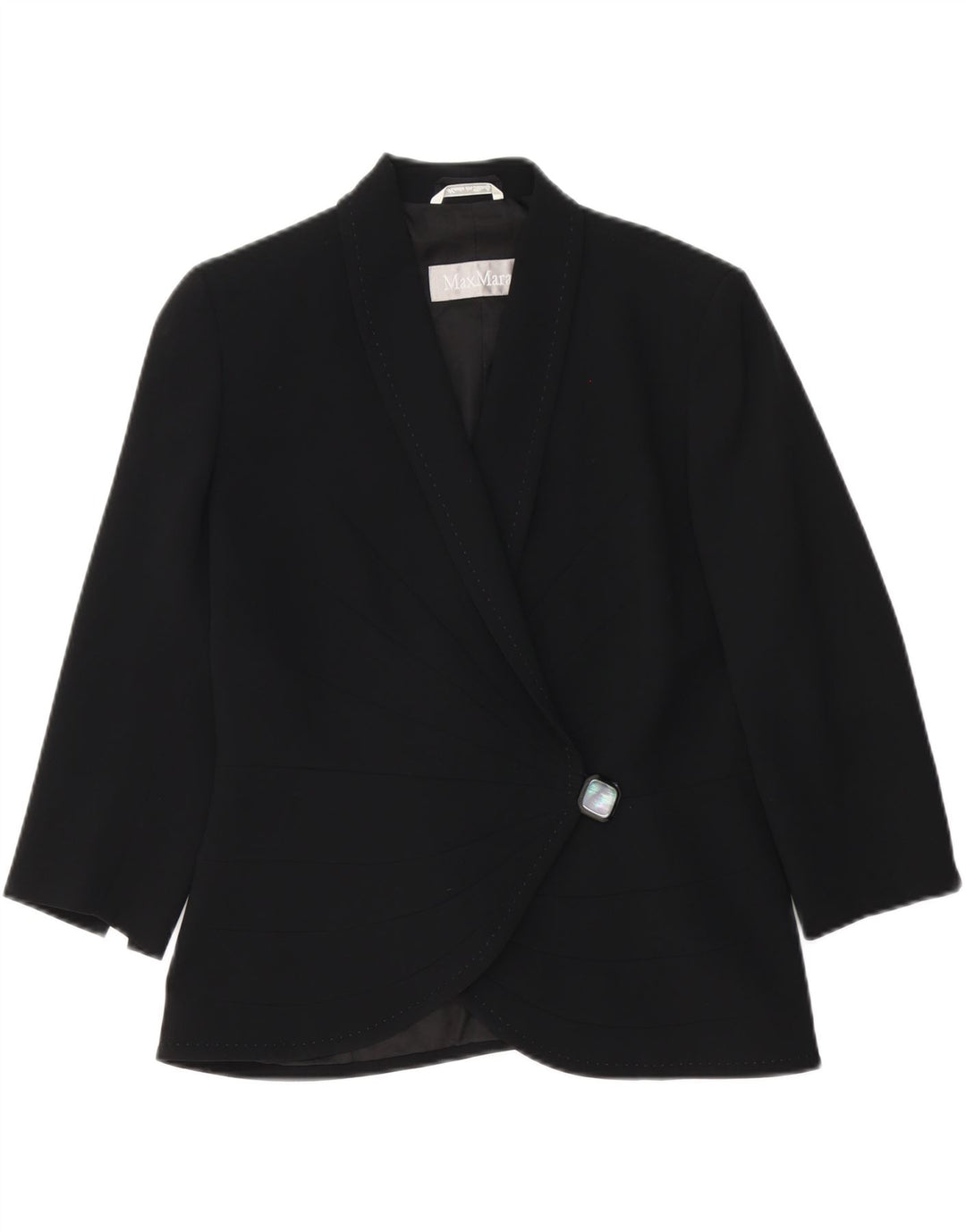 Sacou blazer pentru femei Max Mara, mânecă 3/4, 1 buton, UK 12, mediu negru, raion