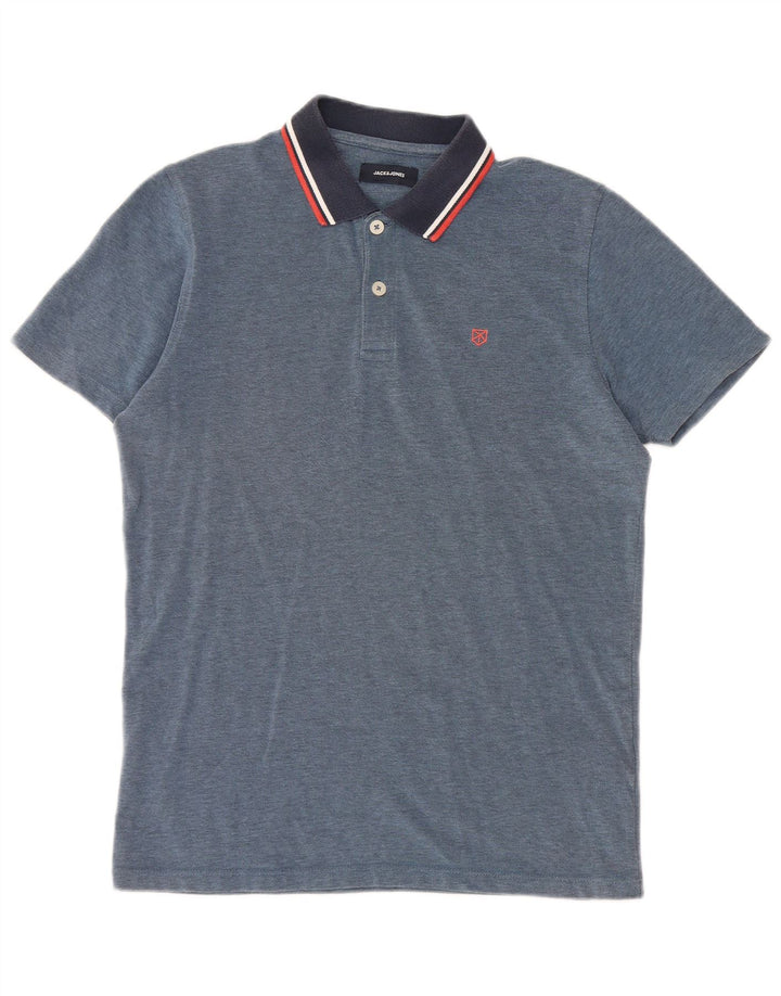 Cămașă polo Jack & Jones pentru bărbați, bumbac color bloc, albastru mediu