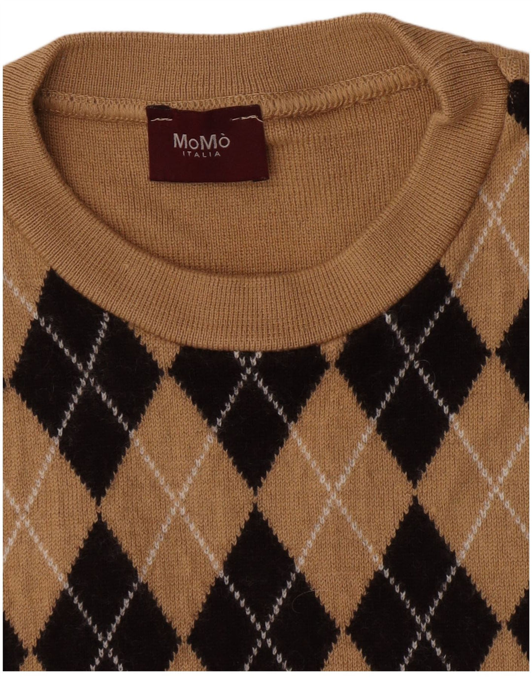 Pulover pentru bărbați Momo cu decolteu rotund Mic Bej Argyle/Diamond