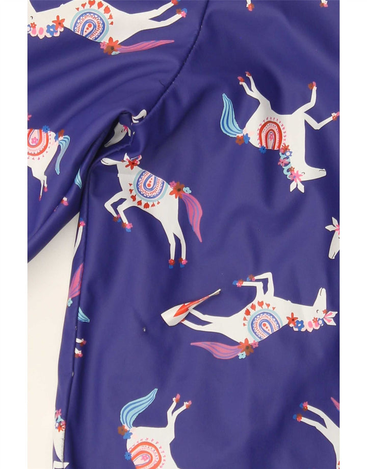 Jachetă de ploaie cu model abstract pentru fete Joules 7-8 ani cu imprimeu animal albastru