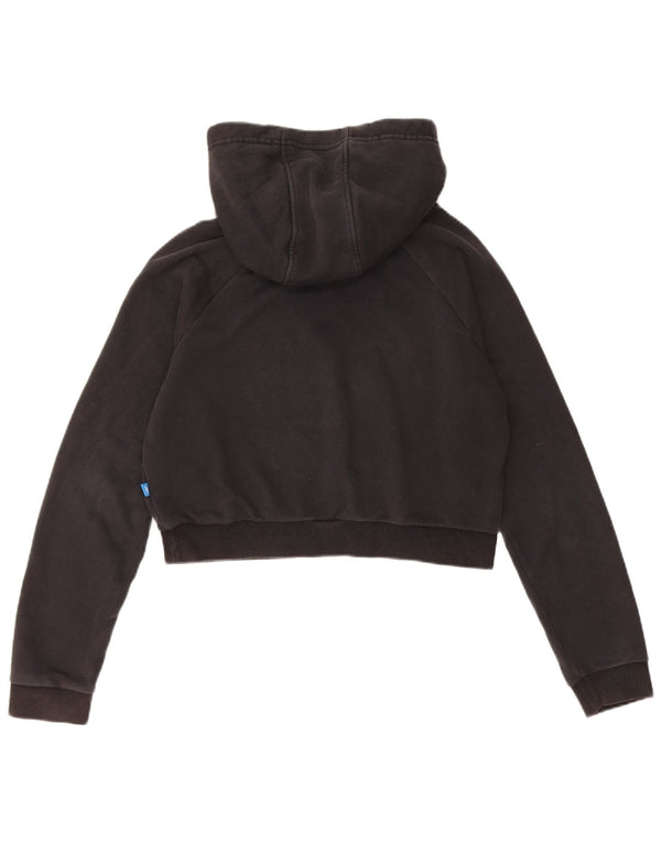 Pulover Adidas pentru femei Graphic Crop Hoodie UK 12 Medium Black Bumbac