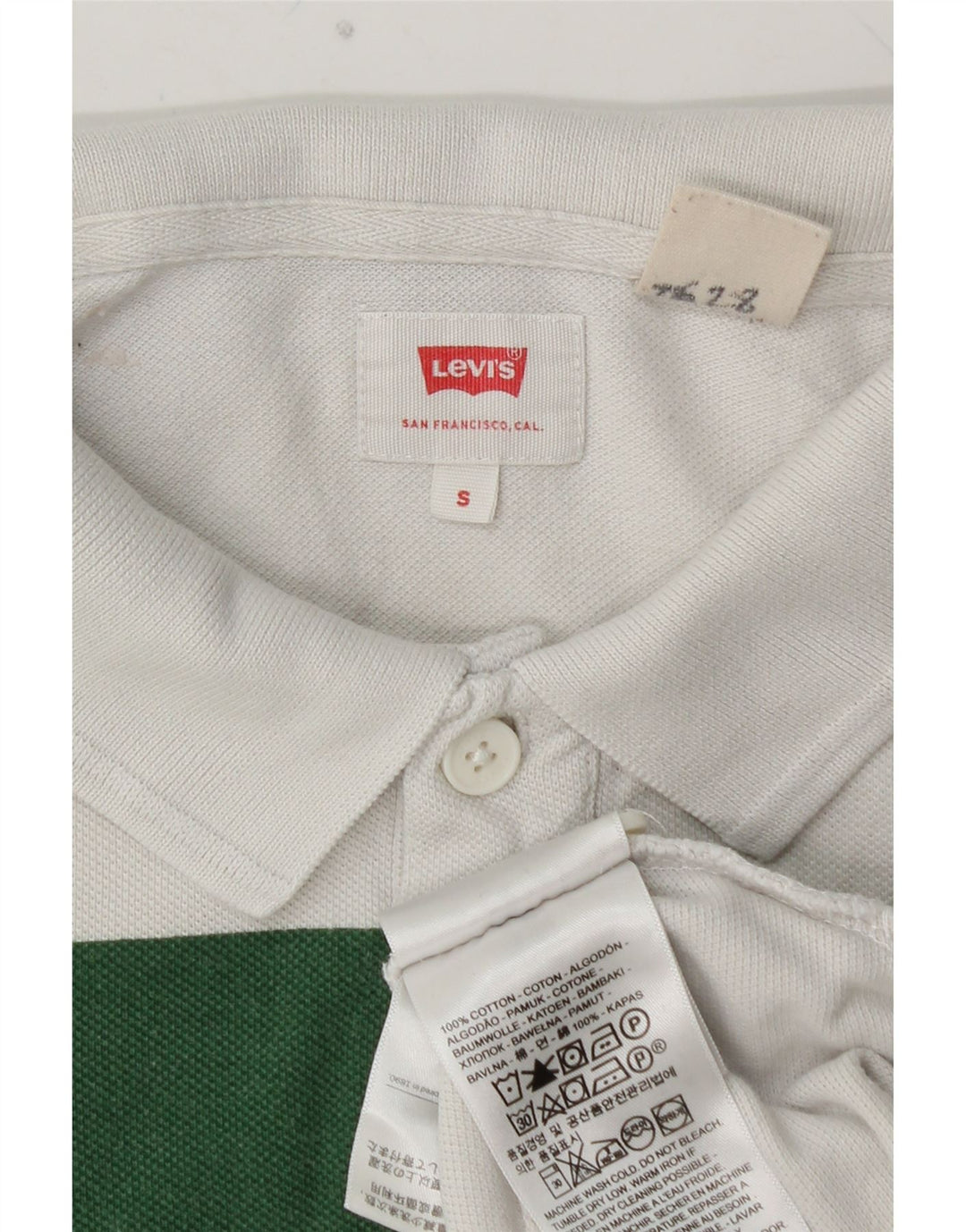 Cămașă polo LEVI'S pentru bărbați, mic, alb, din bumbac color bloc
