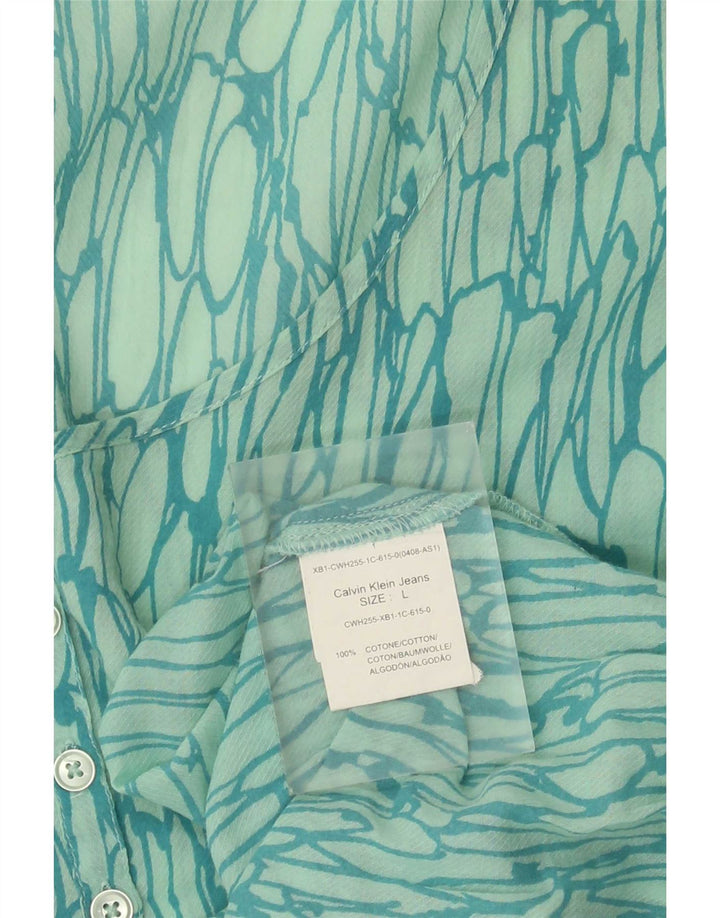 Bluză Calvin Klein Jeans pentru femei cu model abstract, UK 16, verde mare