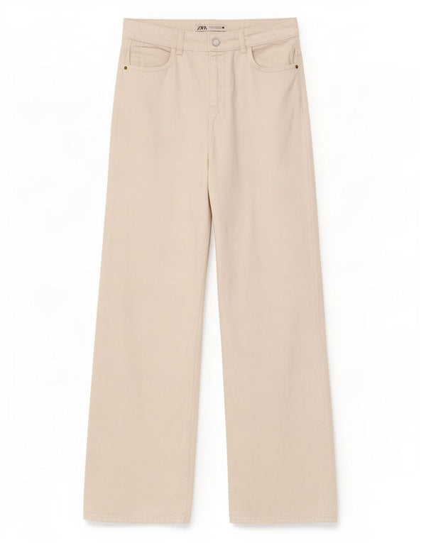 Blugi de damă Zara cu talie înaltă cu picioare largi EU 40 Medium L30 L29 Alb