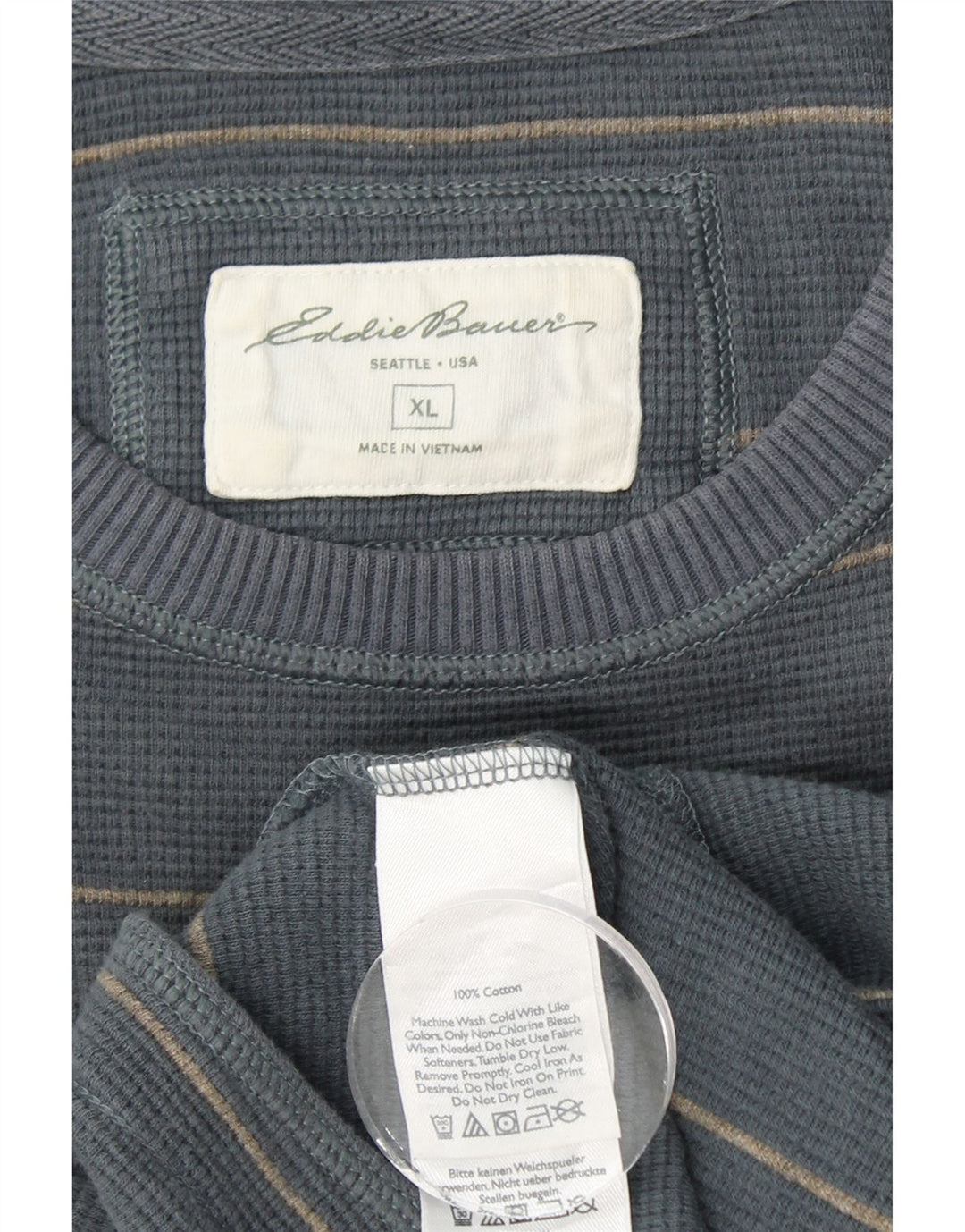 EDDIE BAUER Top pentru bărbați cu mânecă lungă XL, bumbac cu dungi albastre