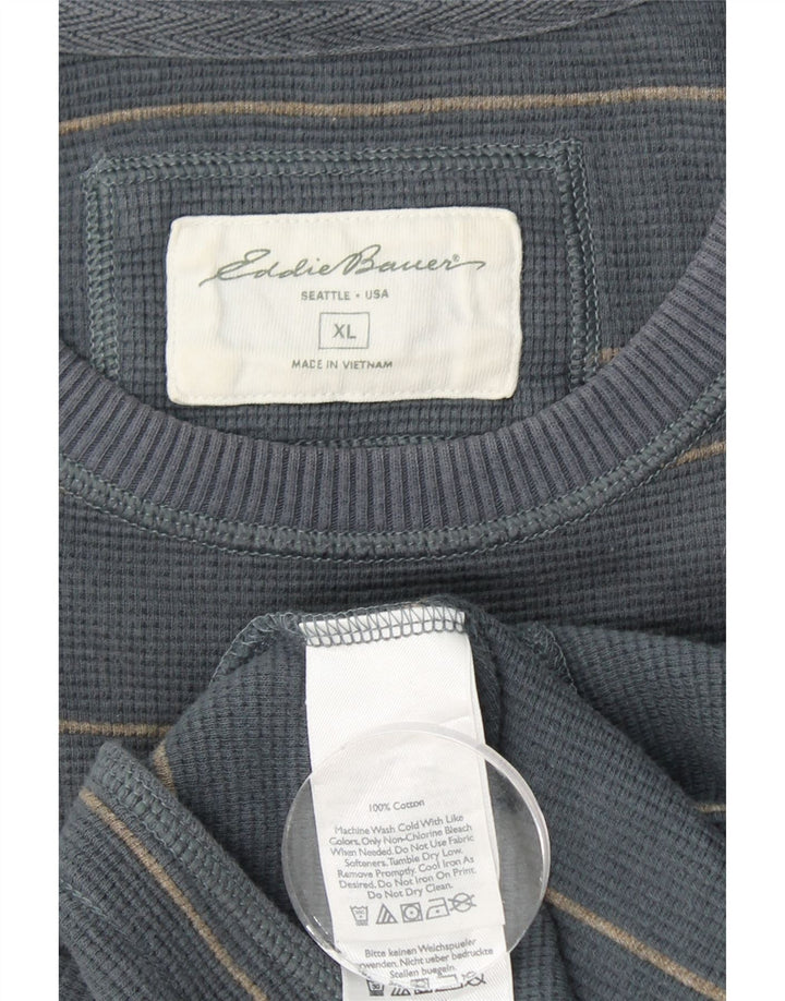 EDDIE BAUER Top pentru bărbați cu mânecă lungă XL, bumbac cu dungi albastre