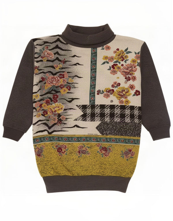 Pulover vintage pentru femei cu paragate UK 10/12, mic, gri, floral
