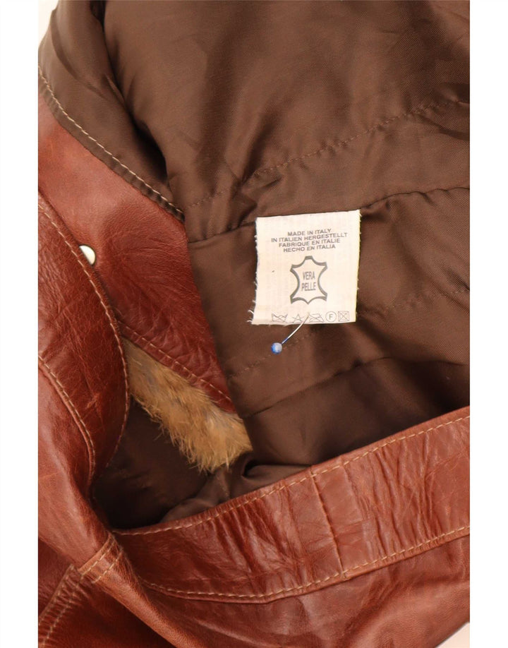 Jachetă de piele vintage pentru femei UK 18 XL maro