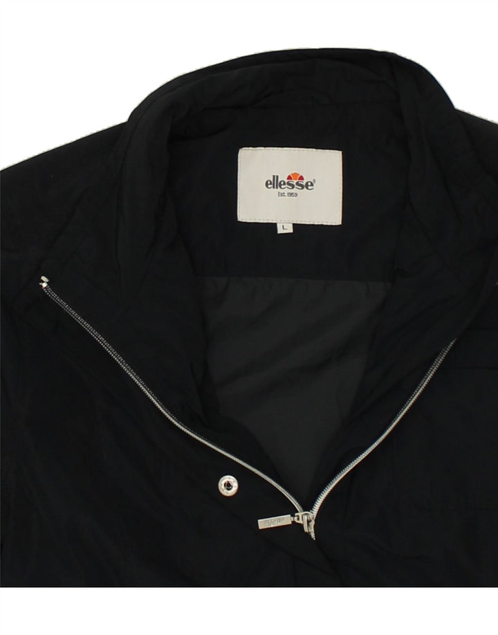 ELLESSE Womens Bomber Jacket UK 14 Large Navy Blue Polyester Vintage Ellesse and Second-Hand Ellesse from Messina Hembry 