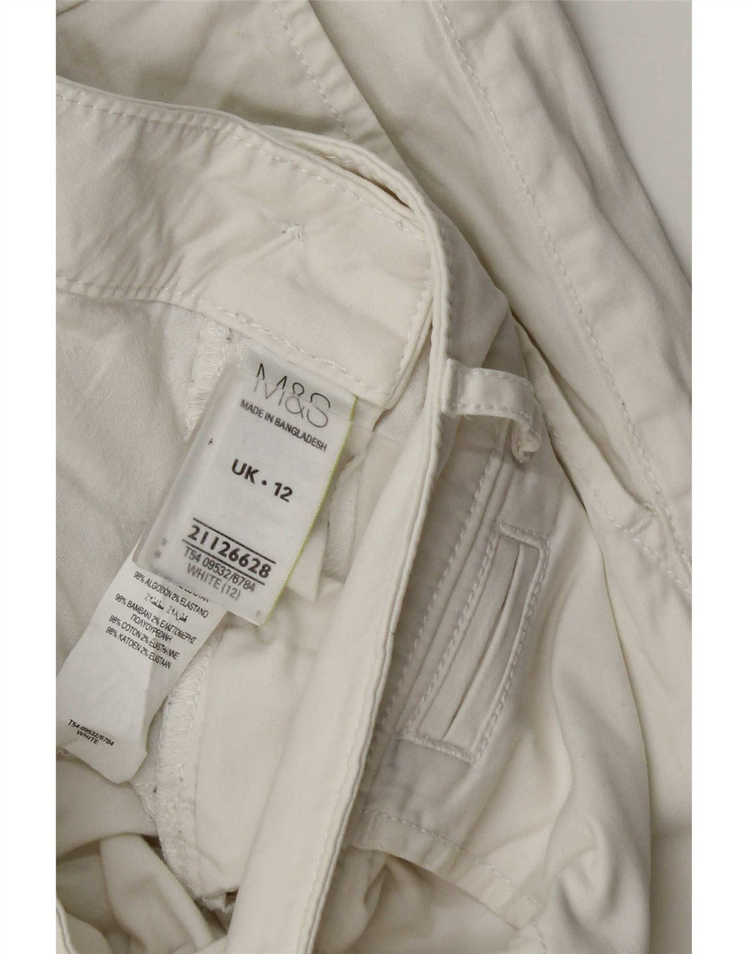 Pantaloni chino subțiri pentru femei Marks & Spencer UK 12 Medium L32 L30 Alb