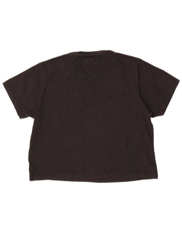 Tricou crop Tommy Hilfiger pentru femei, UK 16, mare, bumbac, negru