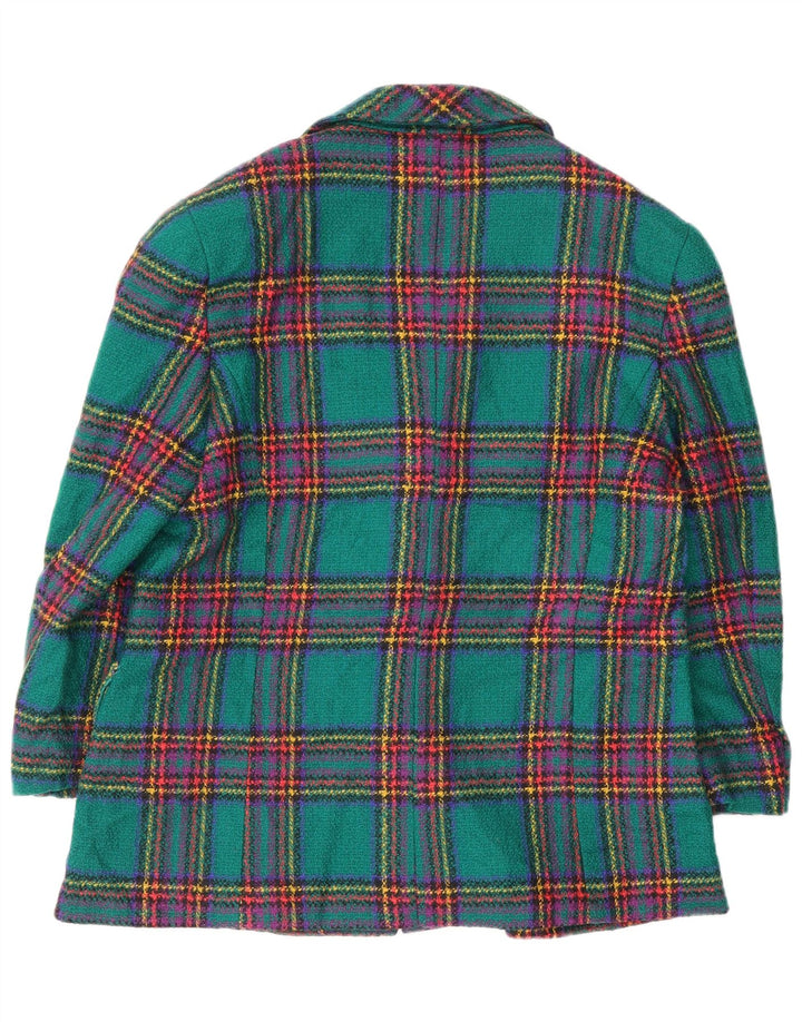 Blazer Vintage pentru femei cu 3 nasturi, UK 14 Medium Green Check
