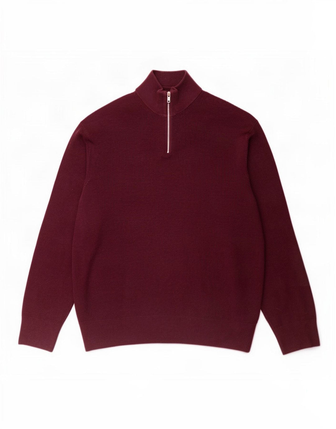 Pulover pentru bărbați Marks & Spencer, cu fermoar, cu gât, 3XL, poliester burgundă