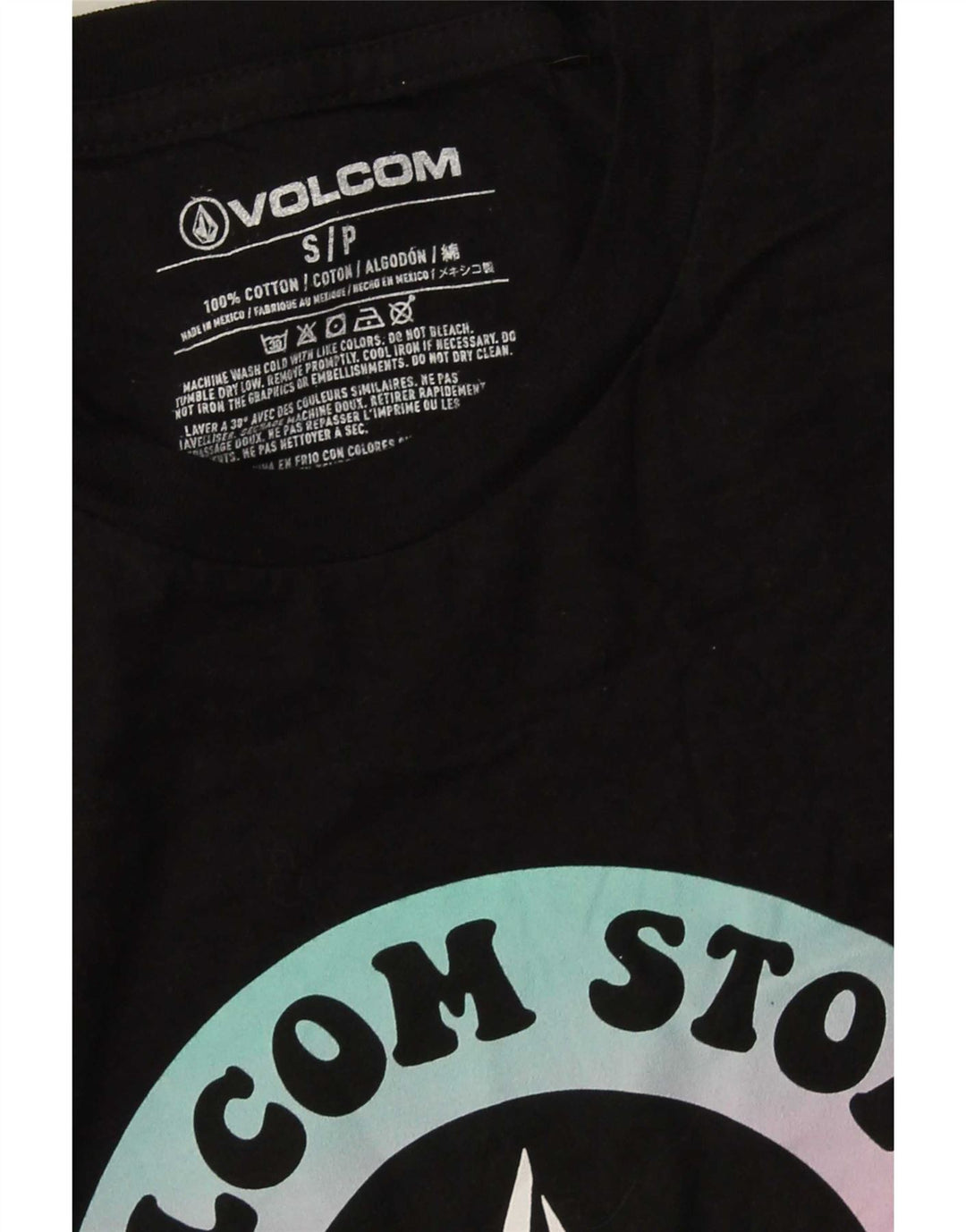 Tricou grafic pentru bărbați Volcom Top mic, negru, bumbac
