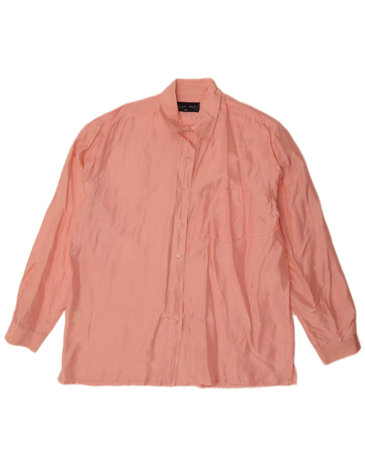 Cămașă oversize vintage pentru femei UK 14 Medium Pink Mătase